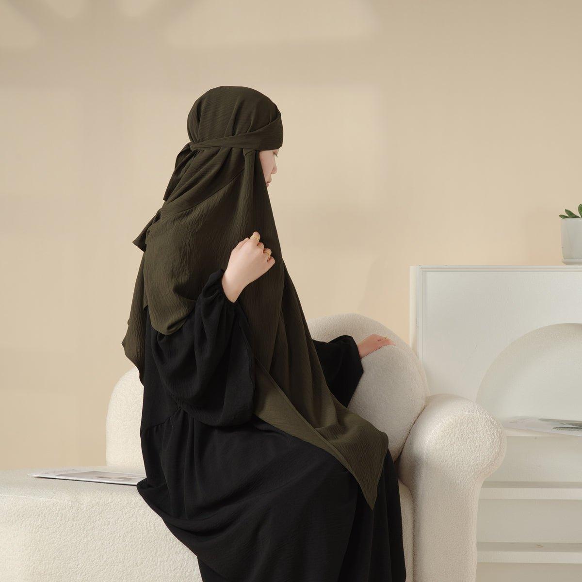 MK011 Stunning Two-Layer Crepe Khimar by Mariam's Collection