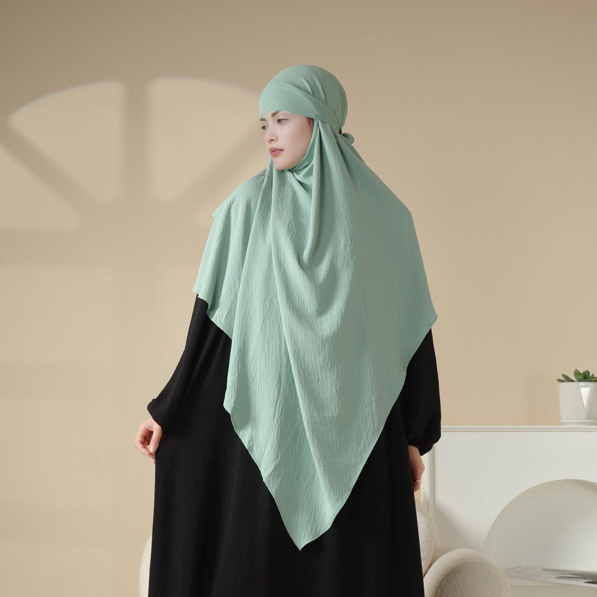 MK011 Stunning Two-Layer Crepe Khimar by Mariam's Collection