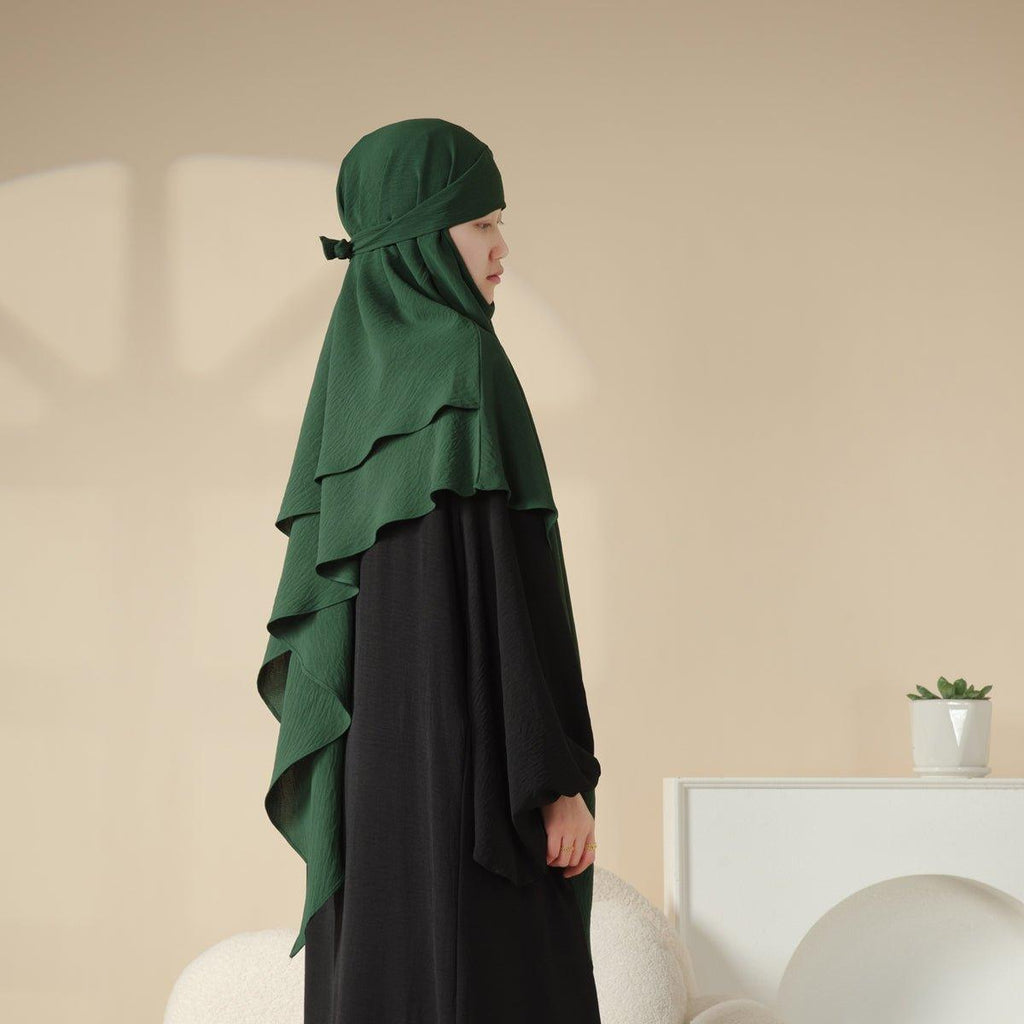 MK011 Stunning Two-Layer Crepe Khimar by Mariam's Collection