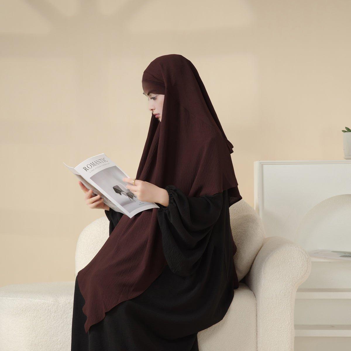 MK011 Stunning Two-Layer Crepe Khimar by Mariam's Collection