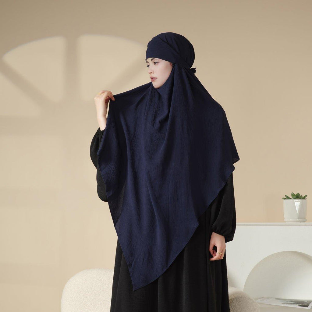 MK011 Stunning Two-Layer Crepe Khimar by Mariam's Collection