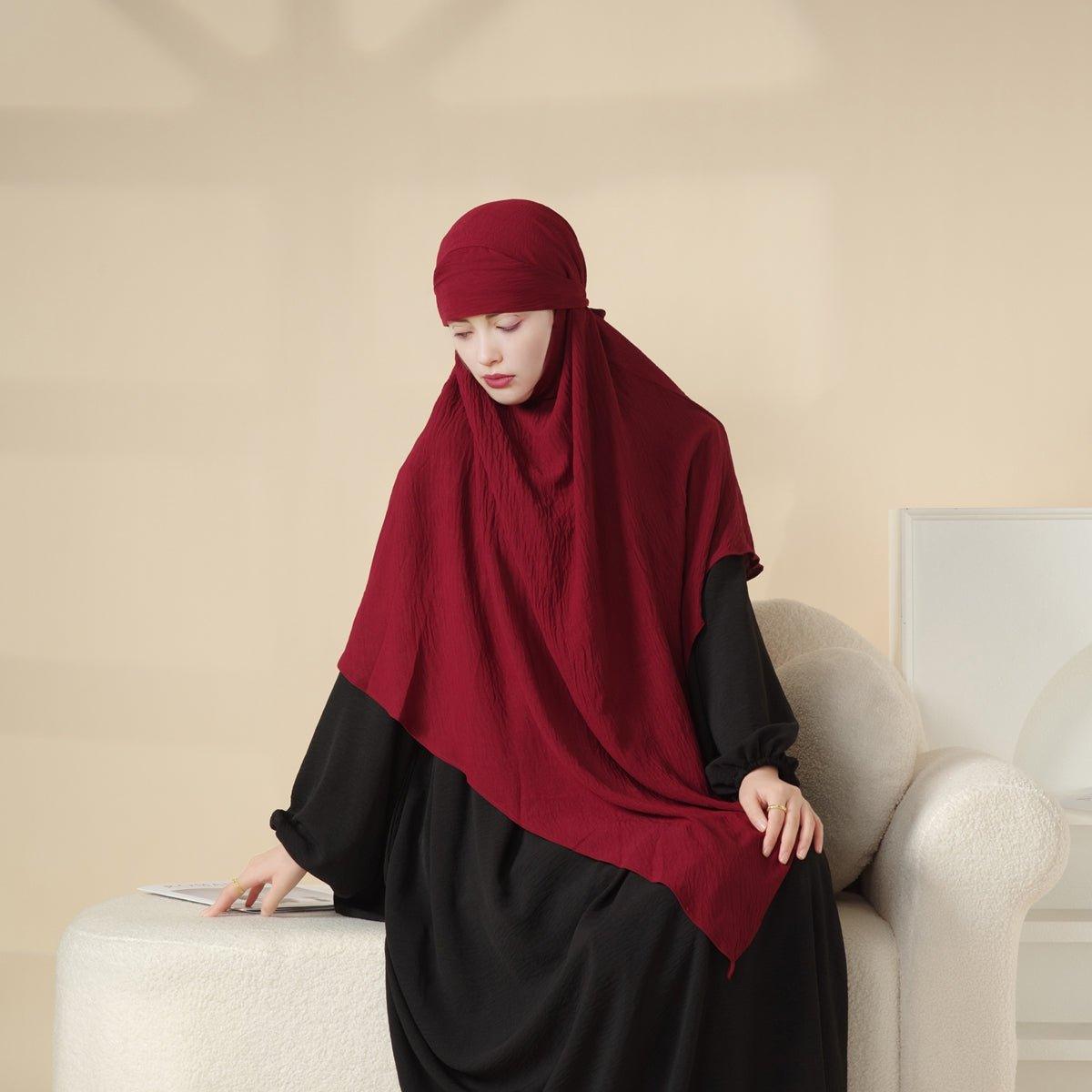 MK011 Stunning Two-Layer Crepe Khimar by Mariam's Collection
