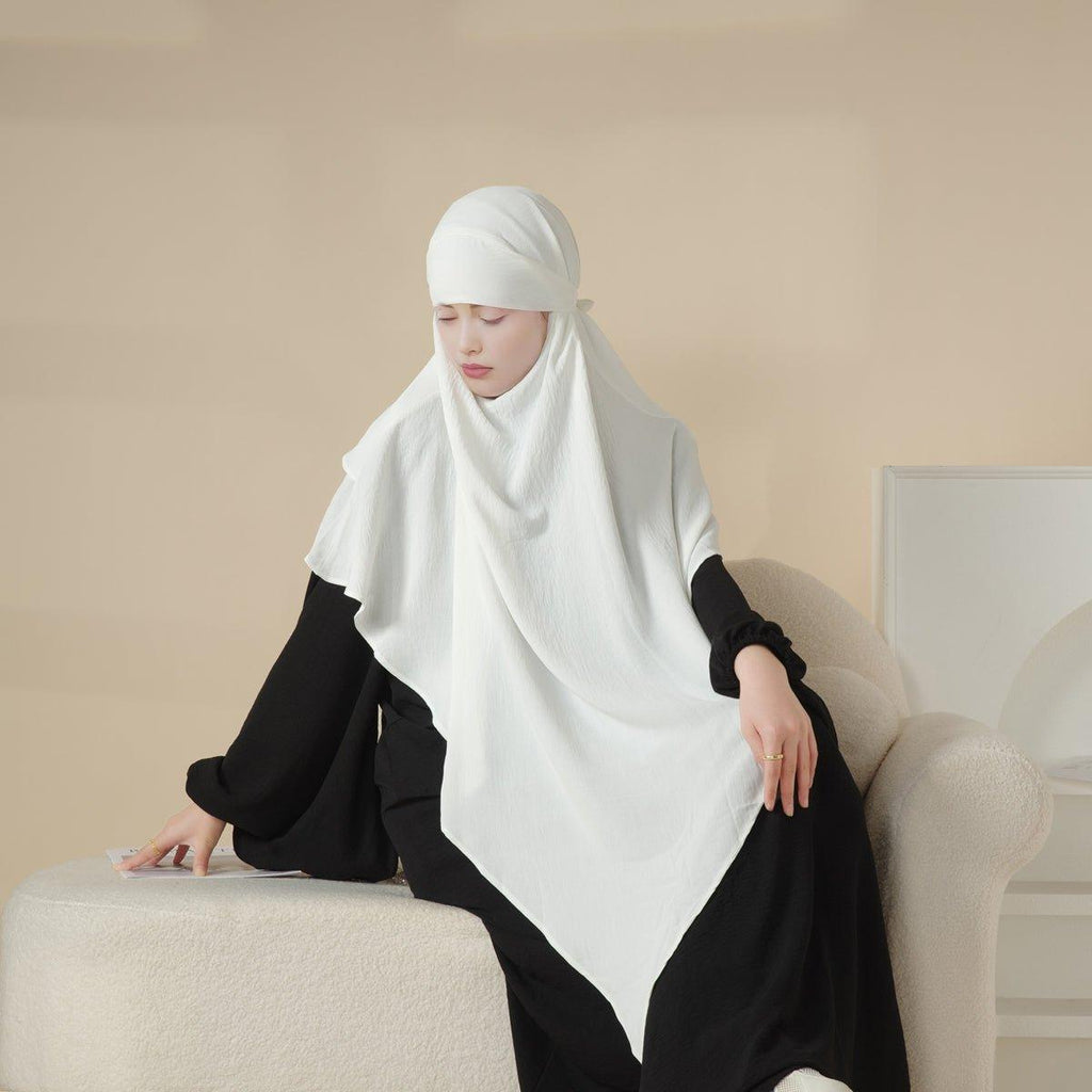 MK011 Stunning Two-Layer Crepe Khimar by Mariam's Collection