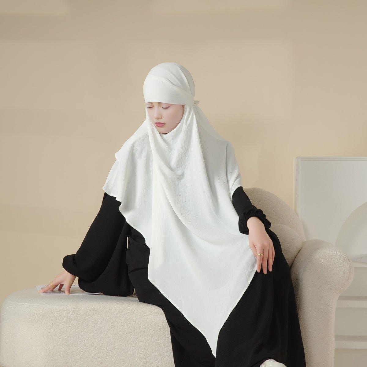 MK011 Stunning Two-Layer Crepe Khimar by Mariam's Collection