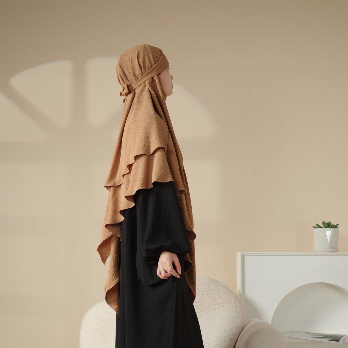 MK011 Stunning Two-Layer Crepe Khimar by Mariam's Collection