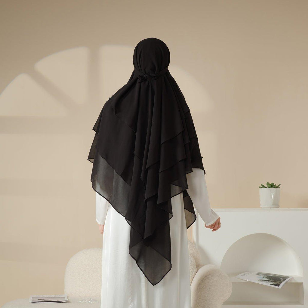MK017 Scarf 3-Layer Long Khimar by Mariam's Collection