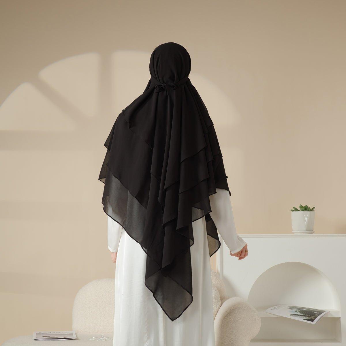 MK017 Scarf 3-Layer Long Khimar by Mariam's Collection