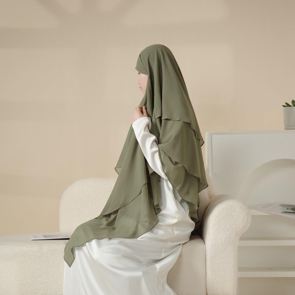 MK017 Scarf 3-Layer Long Khimar by Mariam's Collection