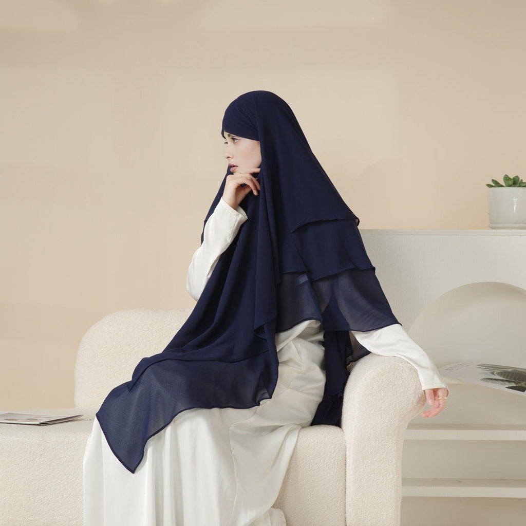 MK017 Scarf 3-Layer Long Khimar by Mariam's Collection