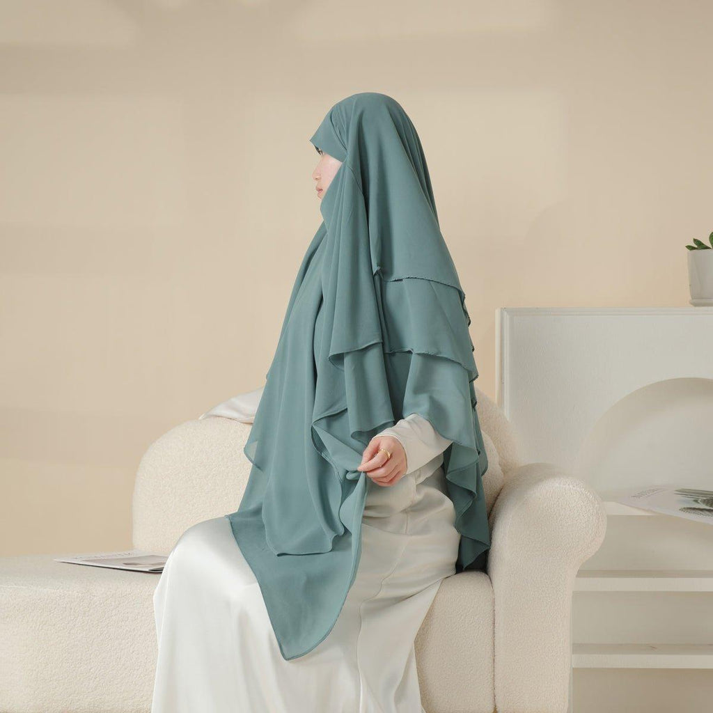 MK017 Scarf 3-Layer Long Khimar by Mariam's Collection