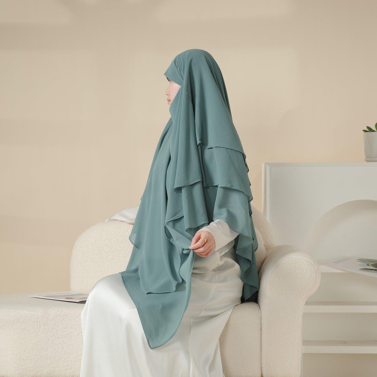 MK017 Scarf 3-Layer Long Khimar by Mariam's Collection