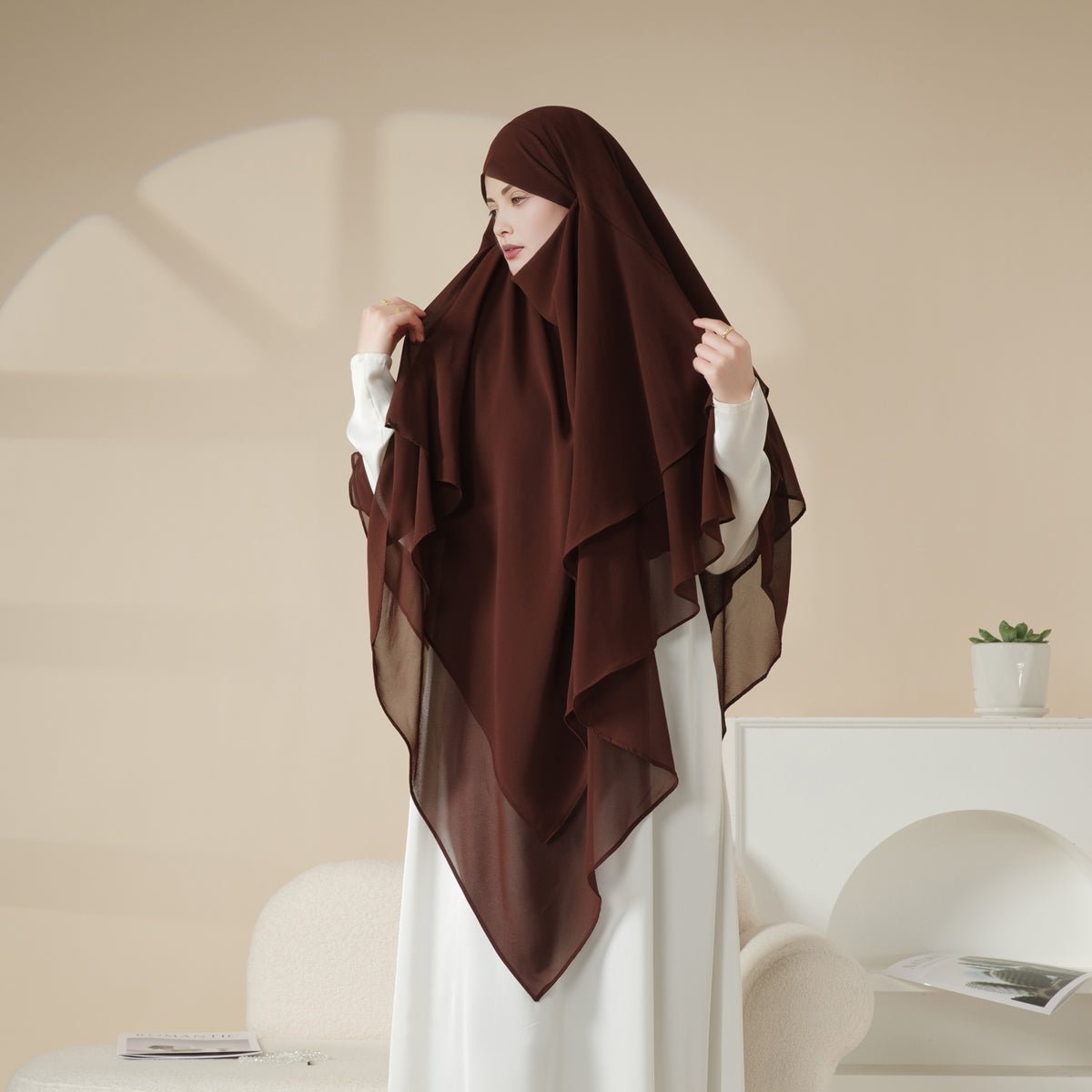 MK017 Scarf 3-Layer Long Khimar by Mariam's Collection