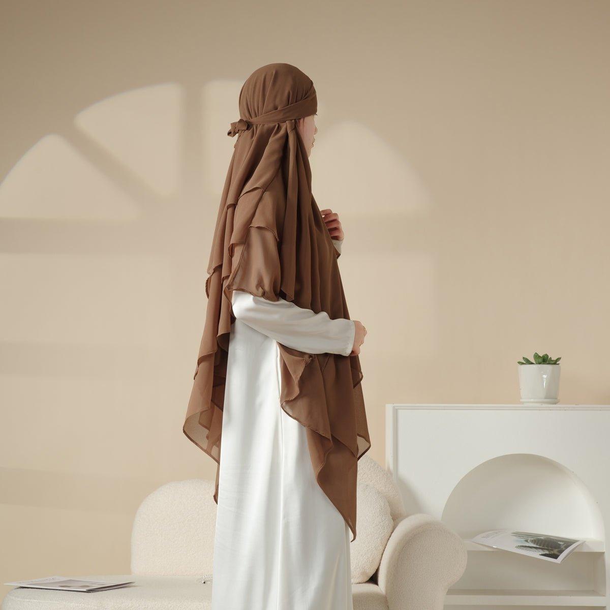 MK017 Scarf 3-Layer Long Khimar by Mariam's Collection