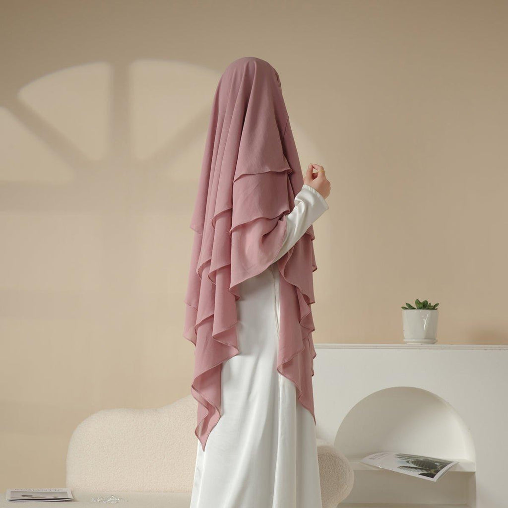 MK017 Scarf 3-Layer Long Khimar by Mariam's Collection