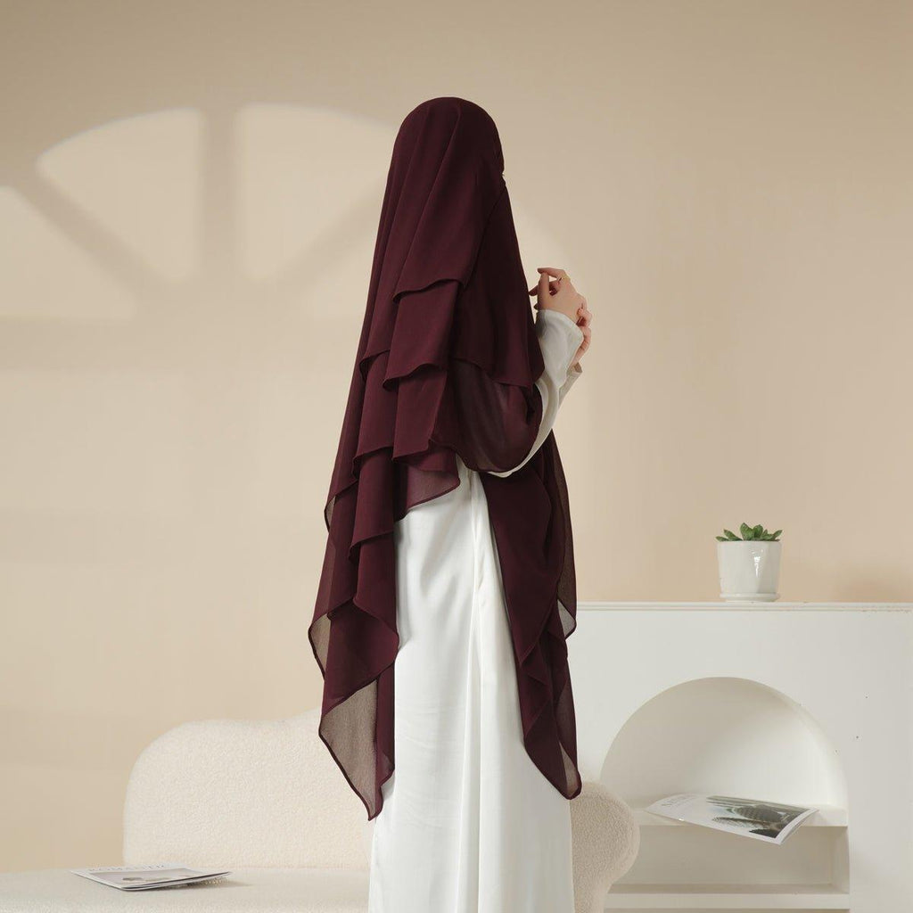MK017 Scarf 3-Layer Long Khimar by Mariam's Collection