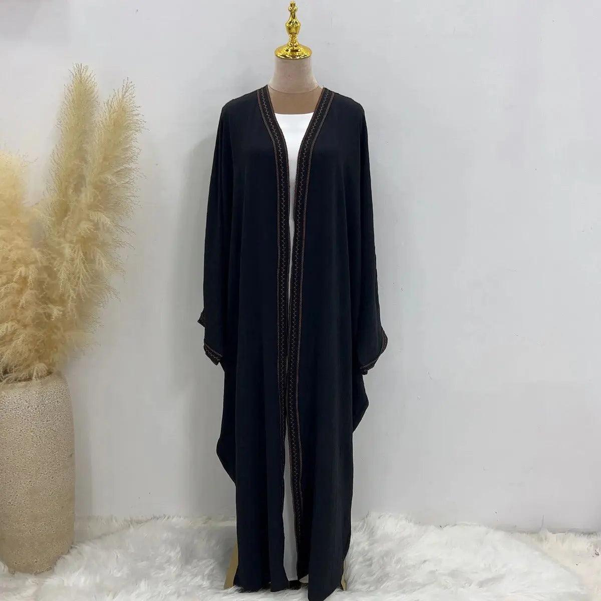 Batwing Sleeve Embroidered Open Abaya (MOA015) by Mariam's Collection