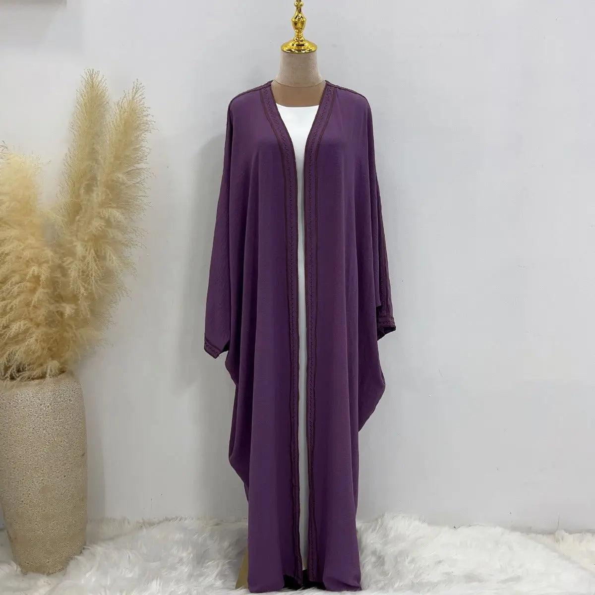 Batwing Sleeve Embroidered Open Abaya (MOA015) by Mariam's Collection