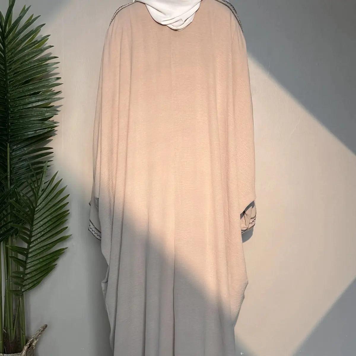 Batwing Sleeve Embroidered Open Abaya (MOA015) by Mariam's Collection