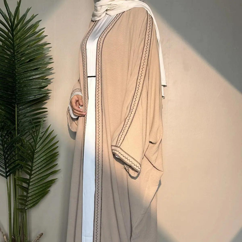 Batwing Sleeve Embroidered Open Abaya (MOA015) by Mariam's Collection