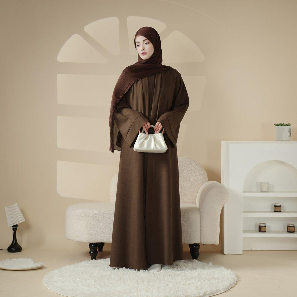 Plain Linen Abaya 3-Piece Set (MOA016) by Mariam's Collection