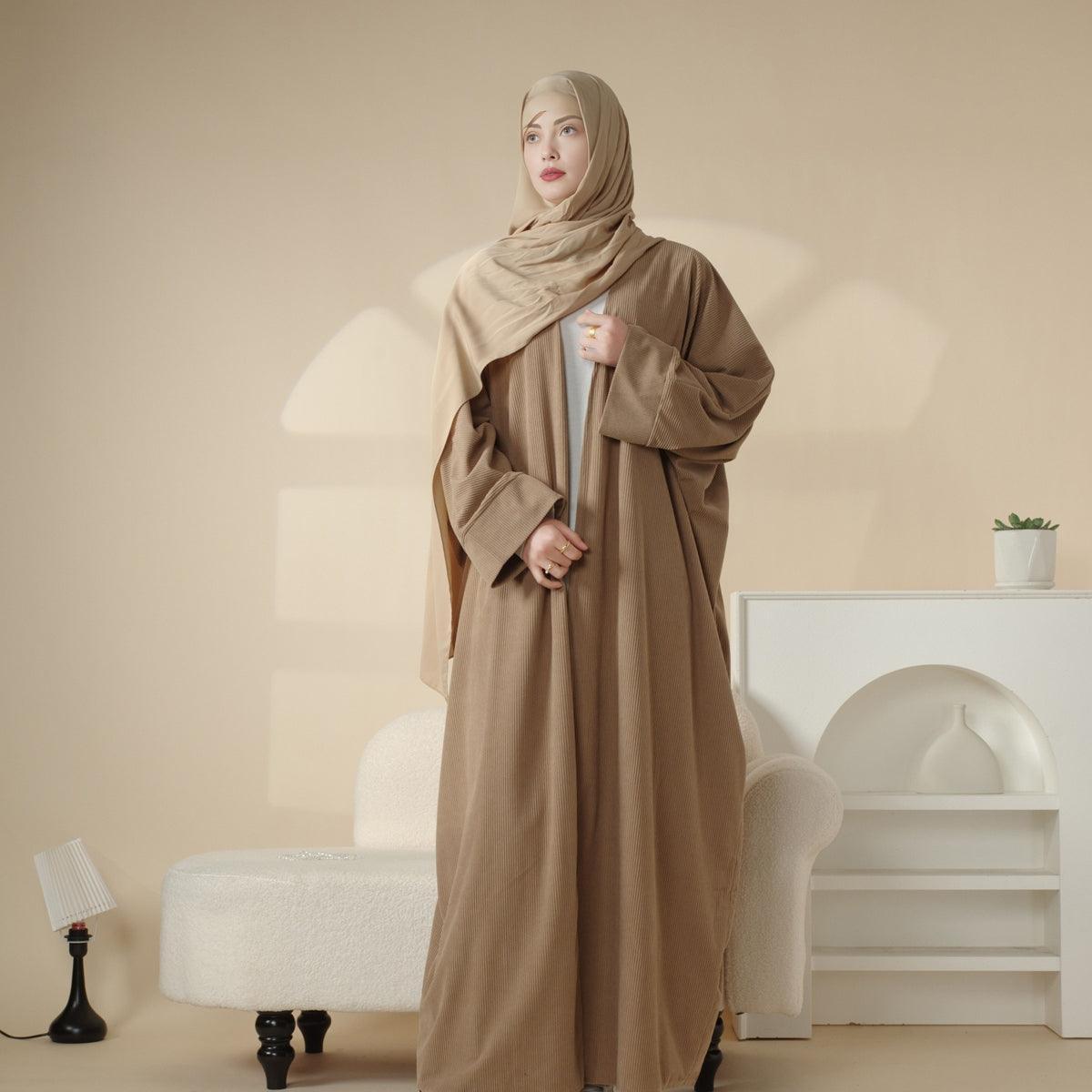 Corduroy Cardigan Open Abaya (MOA028) by Mariam's Collection
