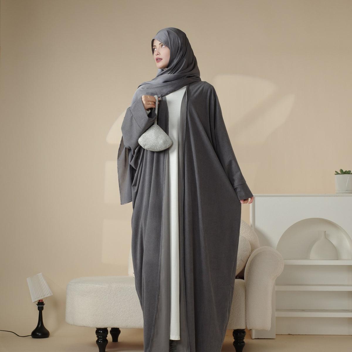 Corduroy Cardigan Open Abaya (MOA028) by Mariam's Collection