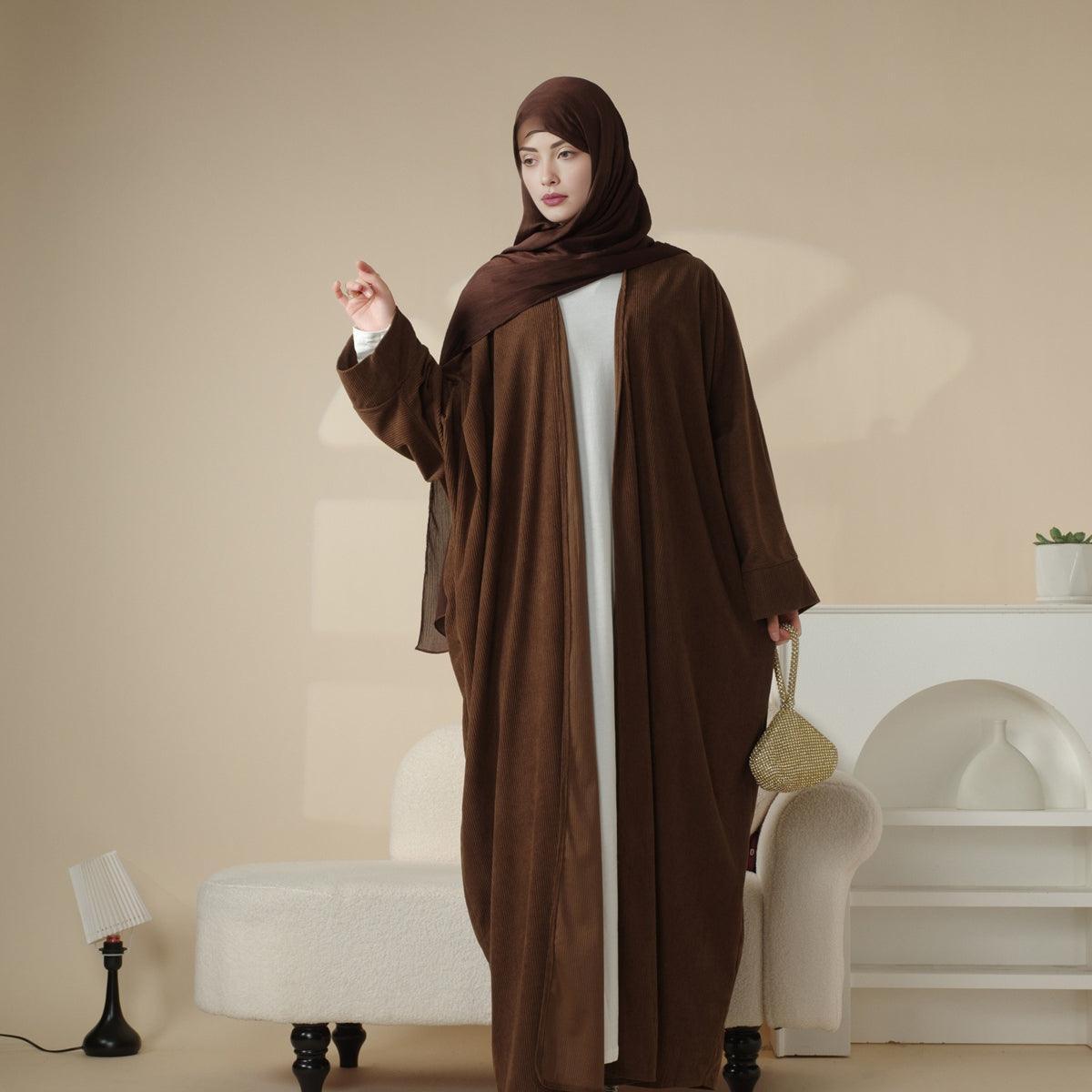 Corduroy Cardigan Open Abaya (MOA028) by Mariam's Collection