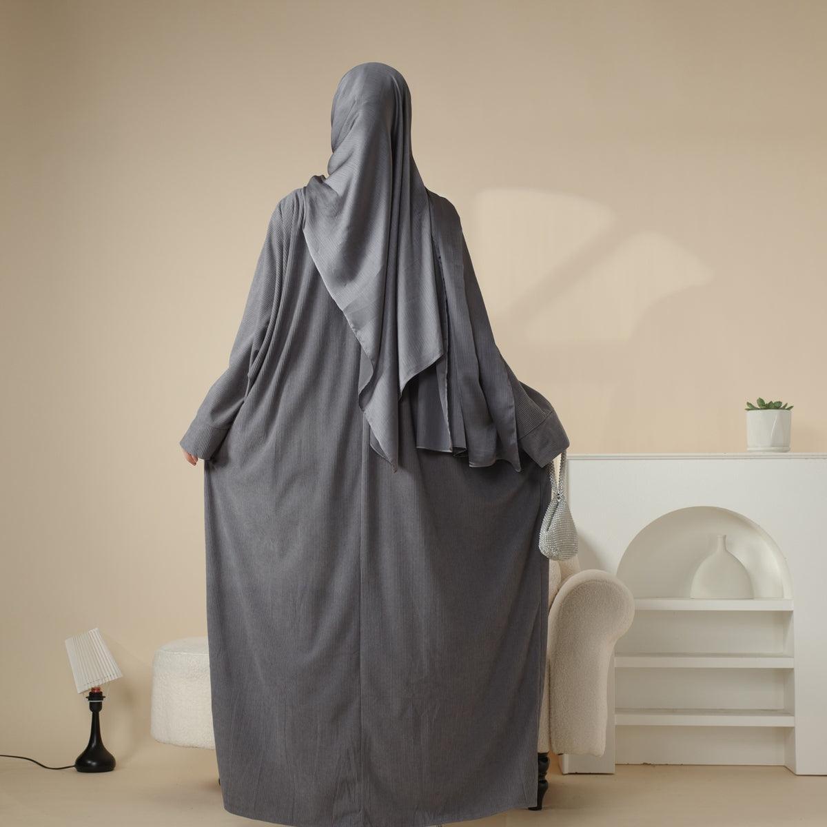 Corduroy Cardigan Open Abaya (MOA028) by Mariam's Collection