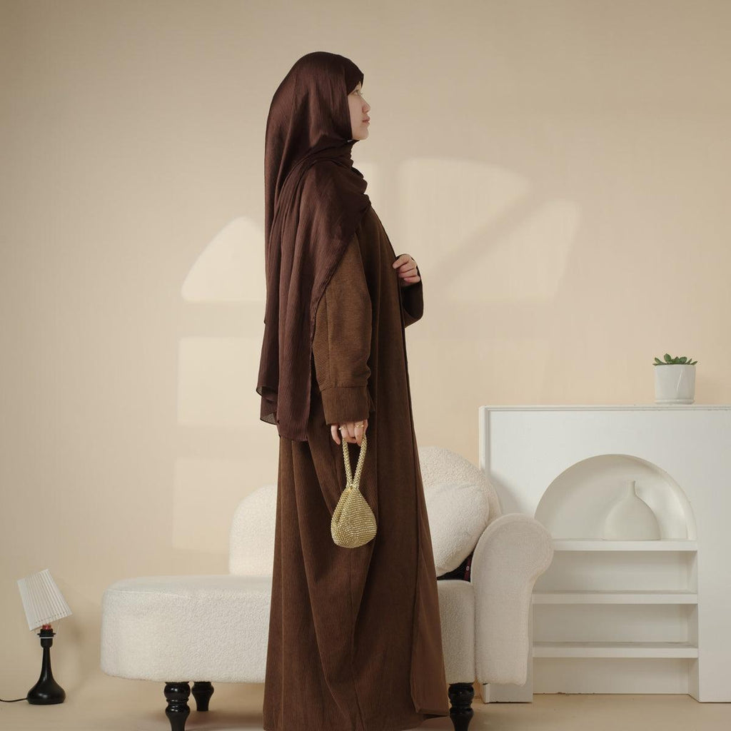 Corduroy Cardigan Open Abaya (MOA028) by Mariam's Collection