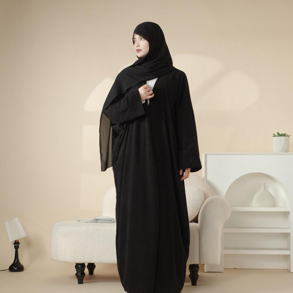 Corduroy Cardigan Open Abaya (MOA028) by Mariam's Collection
