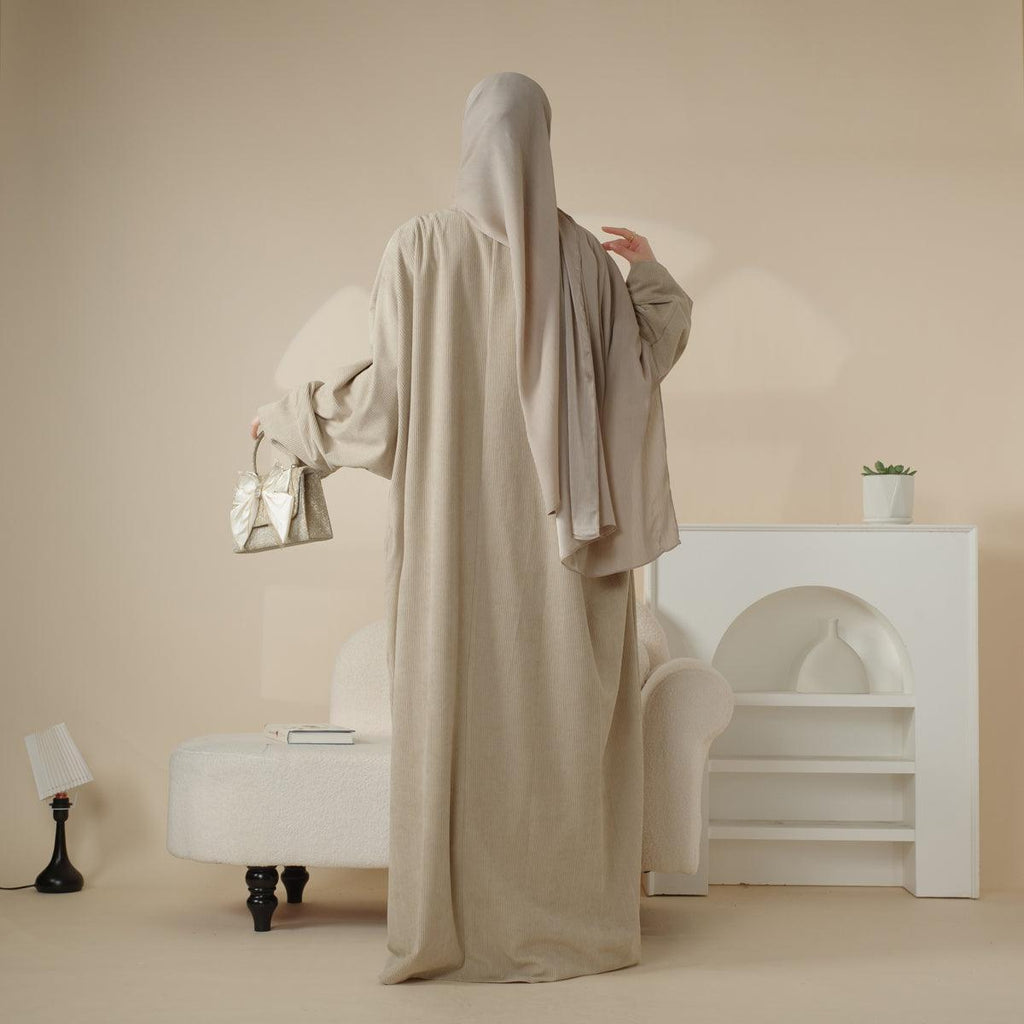 Corduroy Cardigan Open Abaya (MOA028) by Mariam's Collection