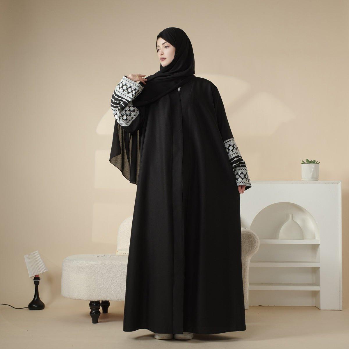 Cotton Embroidery Cardigan Open Abaya (MOA035) by Mariam's Collection