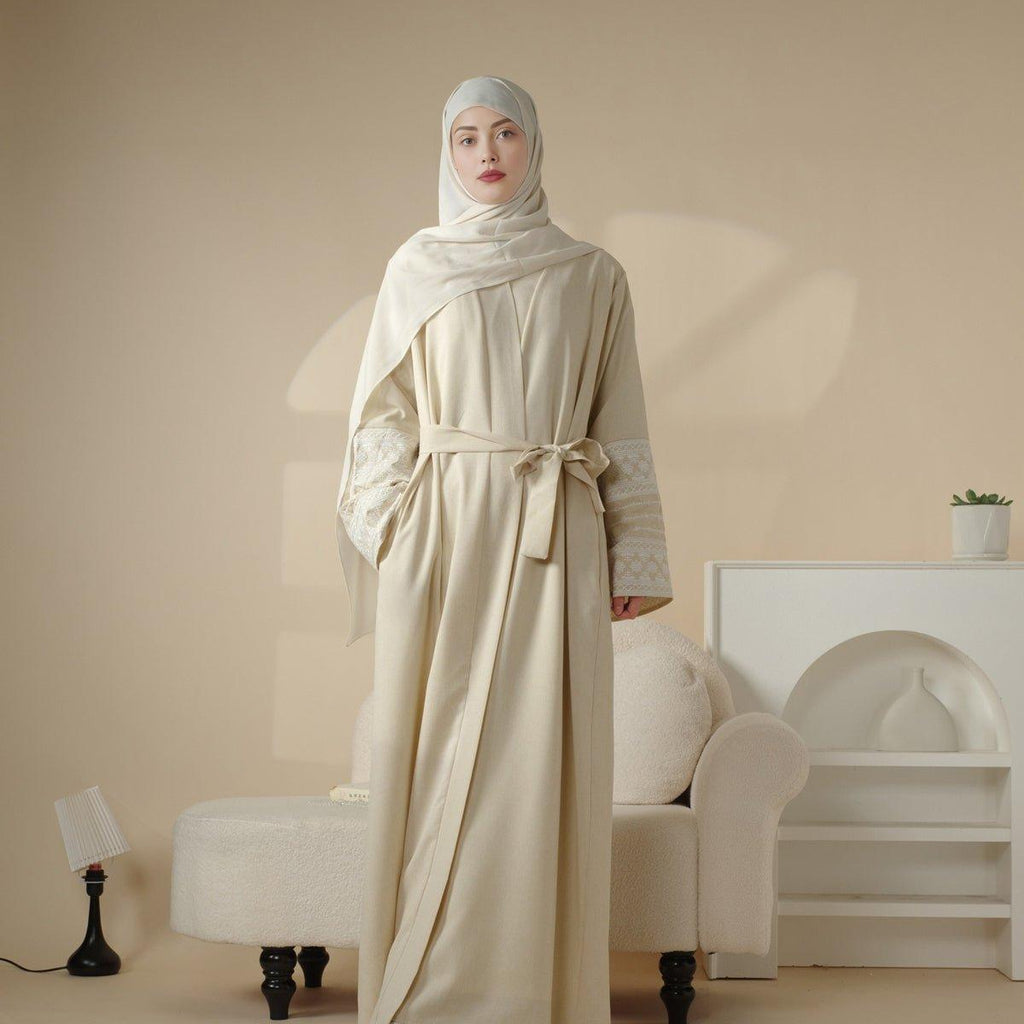 Cotton Embroidery Cardigan Open Abaya (MOA035) by Mariam's Collection