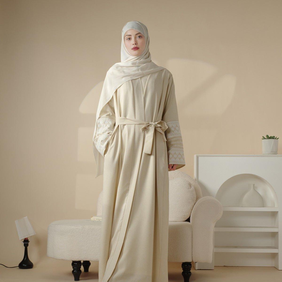 Cotton Embroidery Cardigan Open Abaya (MOA035) by Mariam's Collection