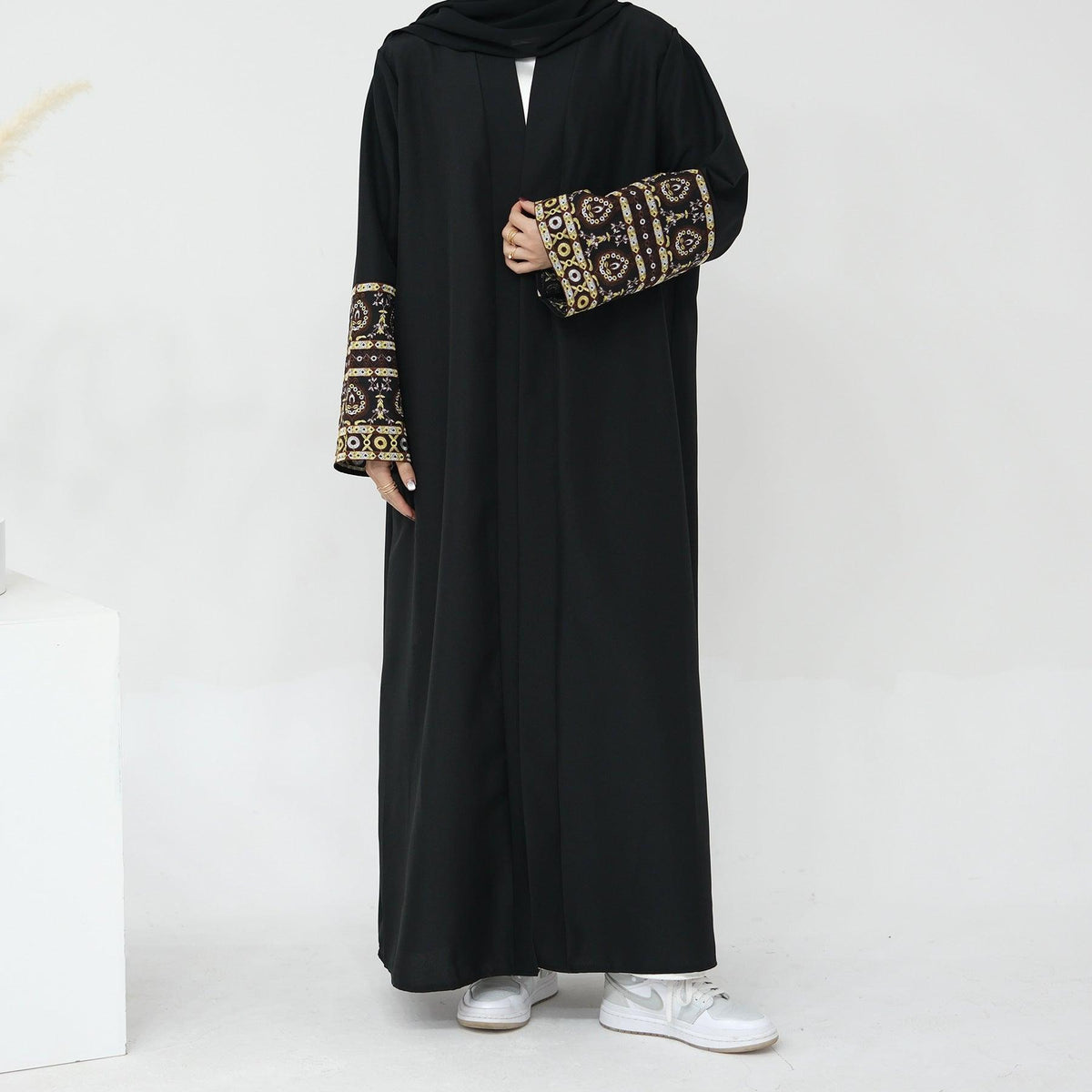 Exquisite Embroidery Set Open Abaya (MOA039) by Mariam's Collection