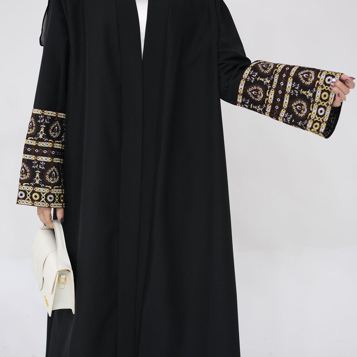 Exquisite Embroidery Set Open Abaya (MOA039) by Mariam's Collection