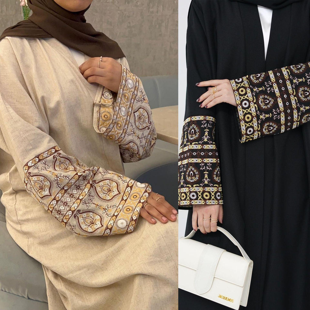 Exquisite Embroidery Set Open Abaya (MOA039) by Mariam's Collection