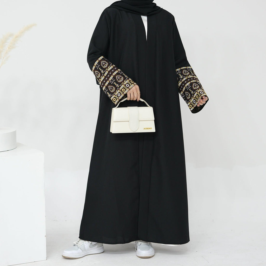 Exquisite Embroidery Set Open Abaya (MOA039) by Mariam's Collection