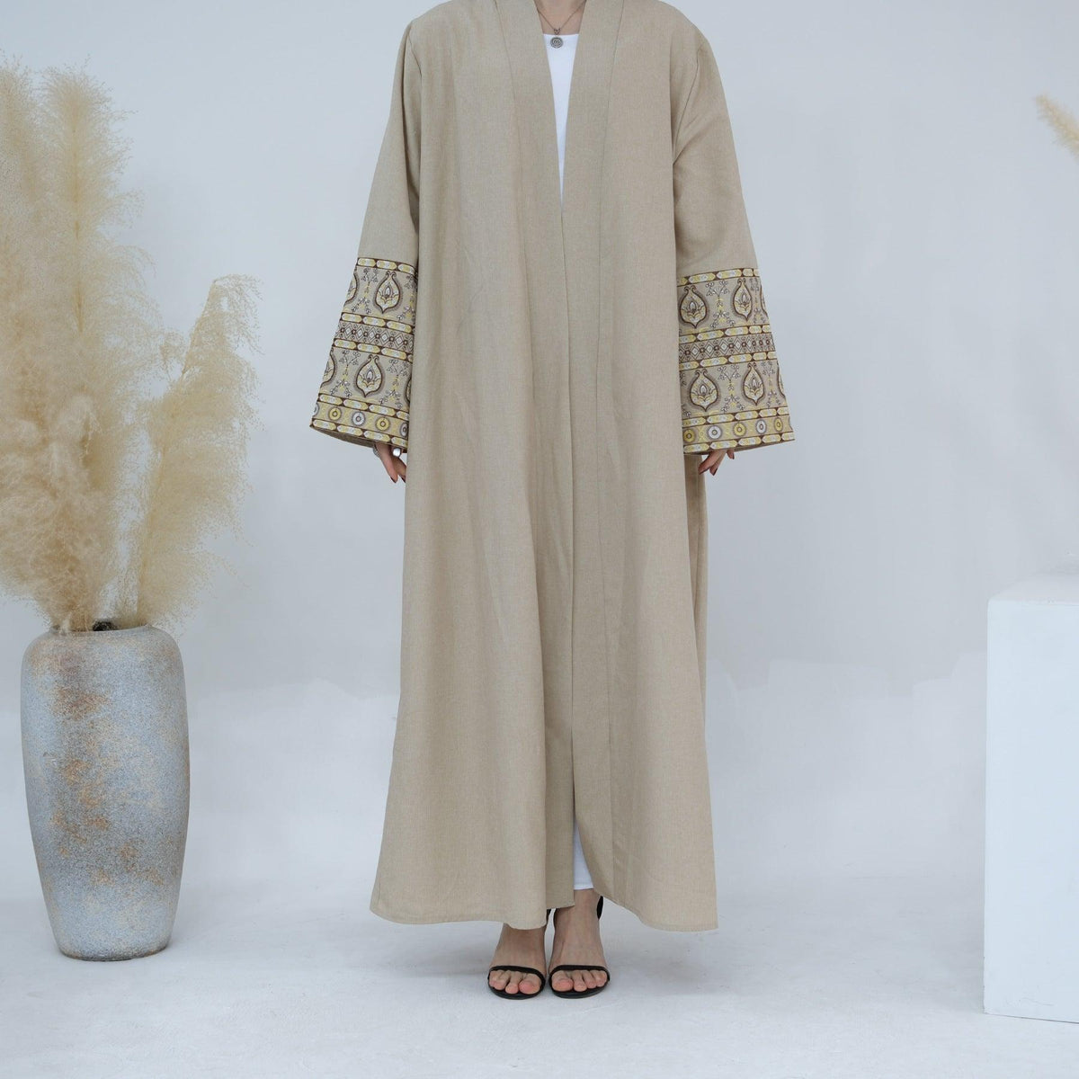 Exquisite Embroidery Set Open Abaya (MOA039) by Mariam's Collection