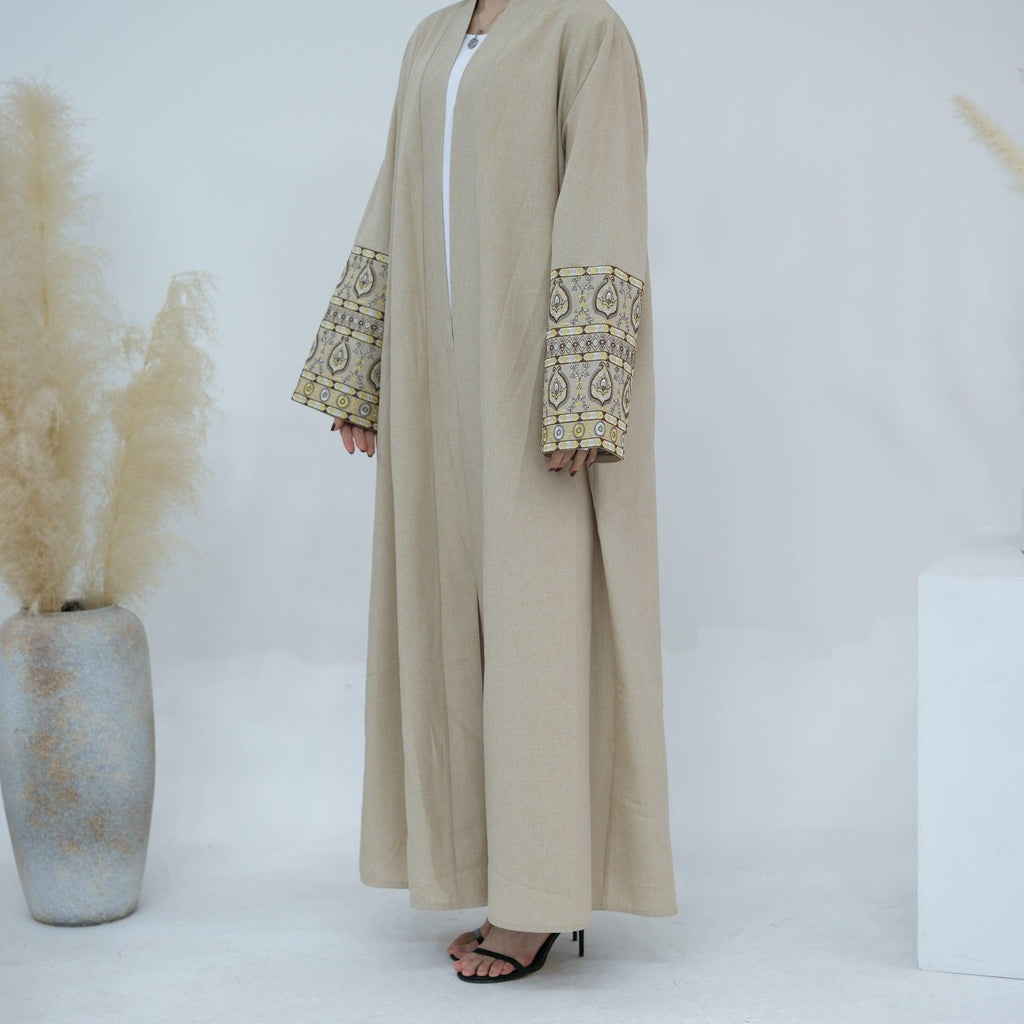 Exquisite Embroidery Set Open Abaya (MOA039) by Mariam's Collection