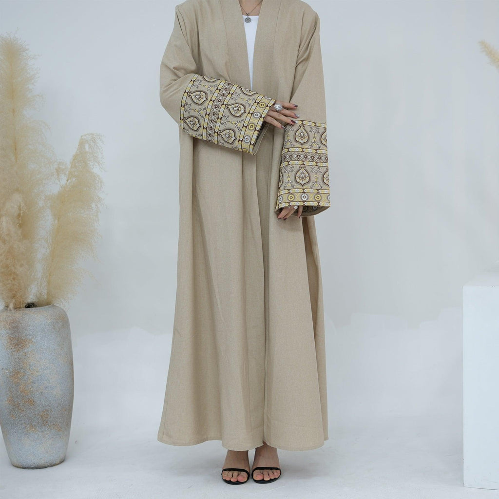 Exquisite Embroidery Set Open Abaya (MOA039) by Mariam's Collection