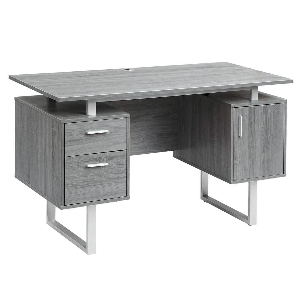Modern Gray Office Desk with Storage by DailySale