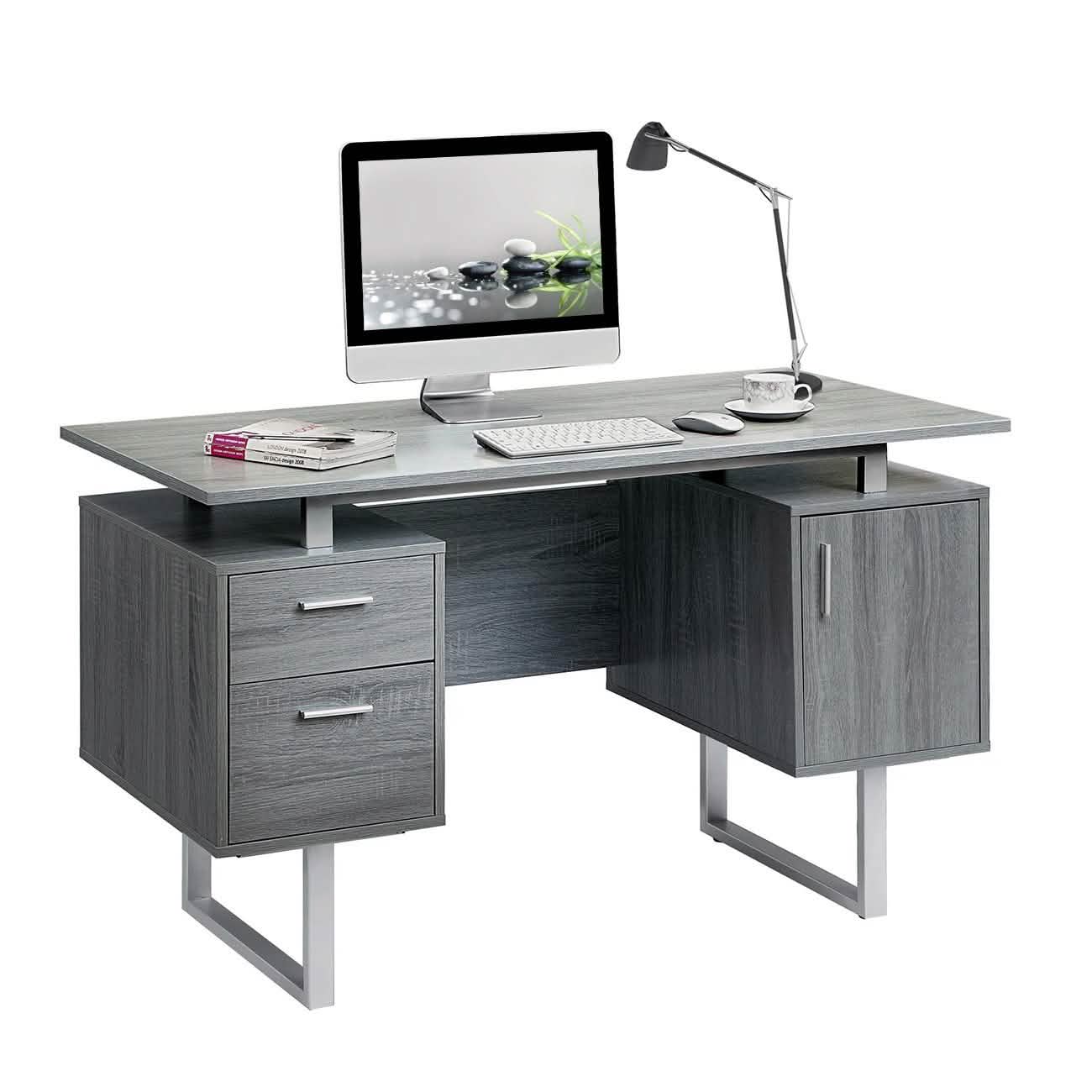 Modern Gray Office Desk with Storage by DailySale