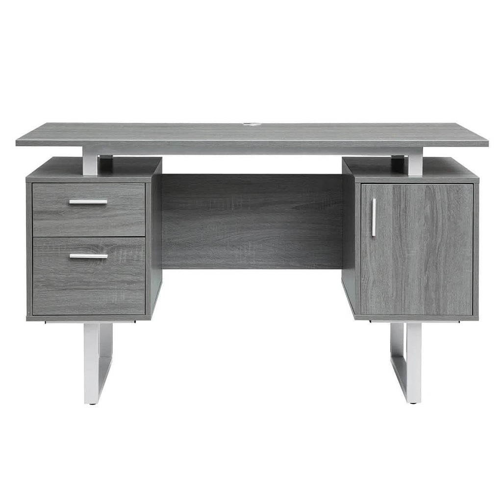 Modern Gray Office Desk with Storage by DailySale