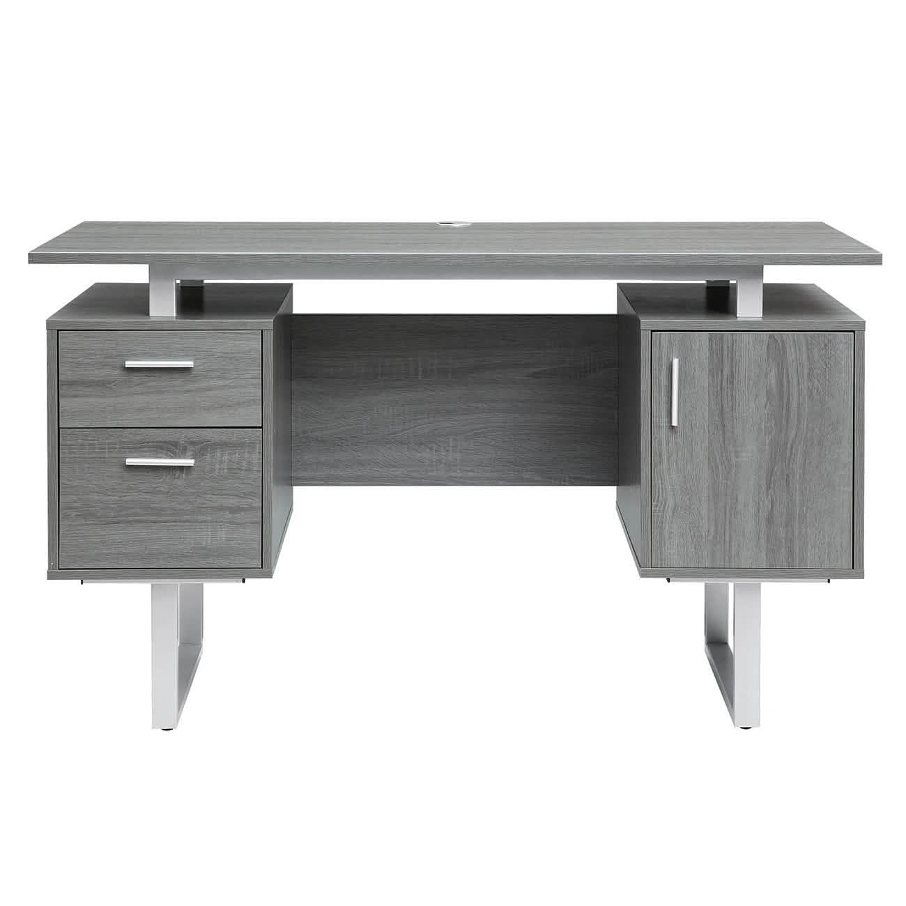Modern Gray Office Desk with Storage by DailySale