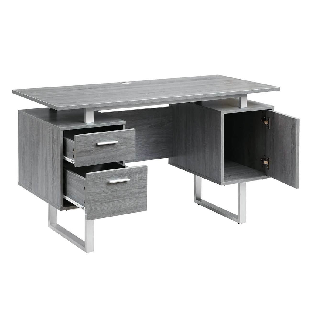 Modern Gray Office Desk with Storage by DailySale
