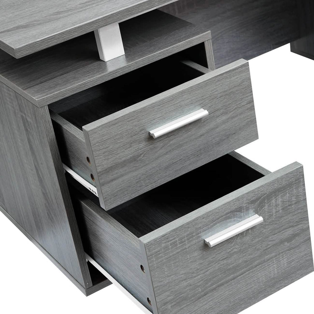 Modern Gray Office Desk with Storage by DailySale