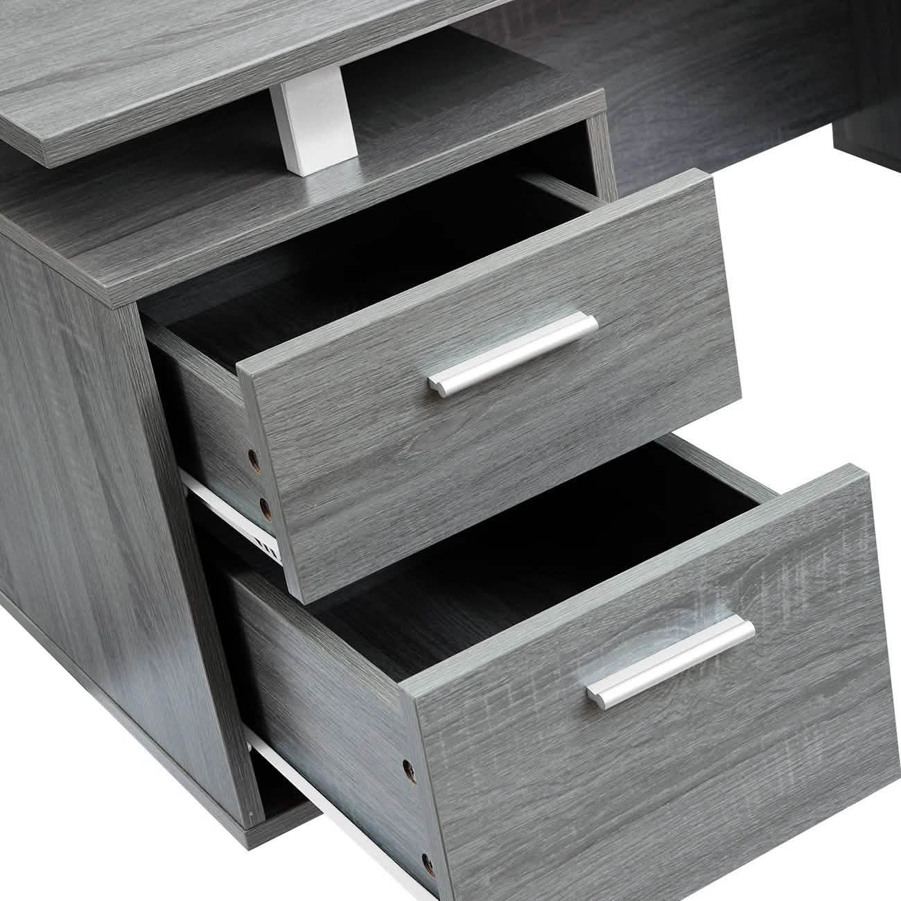 Modern Gray Office Desk with Storage by DailySale