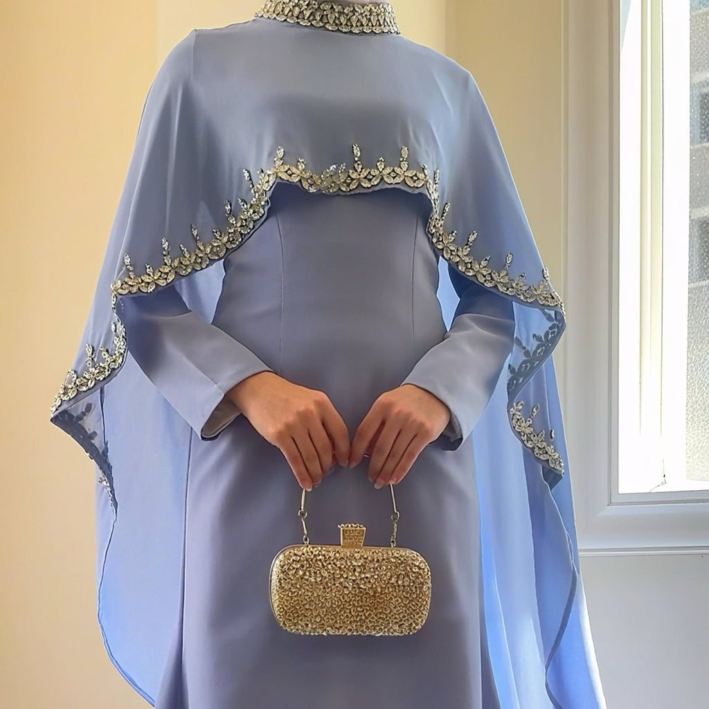Celestial Rhinestone Cape Abaya | Luxury 2-Piece Set (MA251) by Mariam's Collection