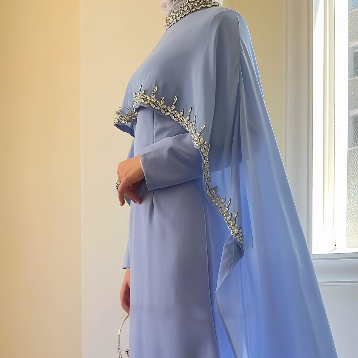 Celestial Rhinestone Cape Abaya | Luxury 2-Piece Set (MA251) by Mariam's Collection